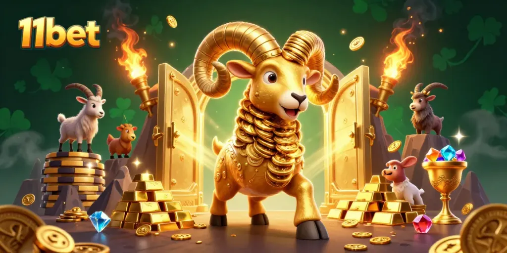 Experience thrilling moments at 11bet with a dazzling casino illustration filled with treasures.