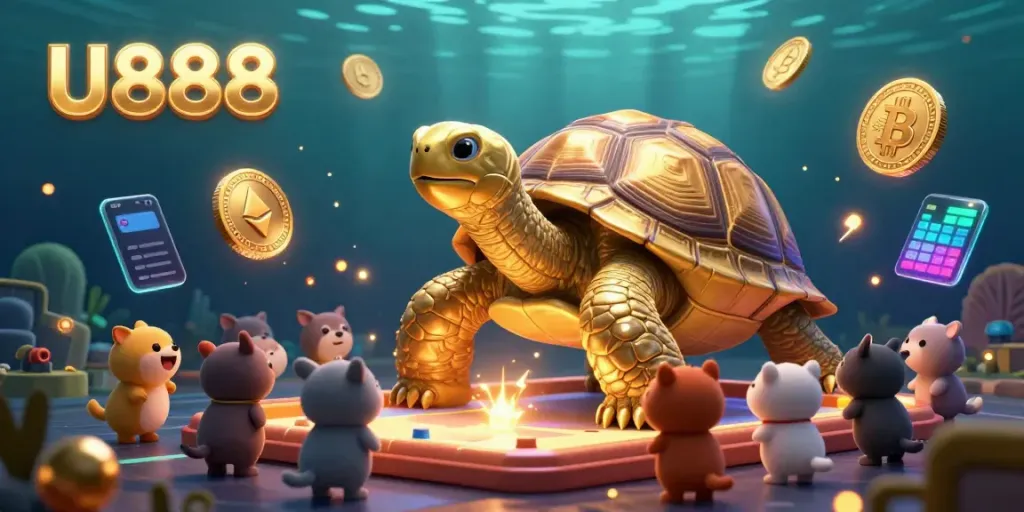 Experience U888's thrilling casino gameplay with golden tortoise pinball action.